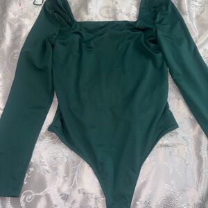 Elegant Green Long Sleeve Bodysuit
